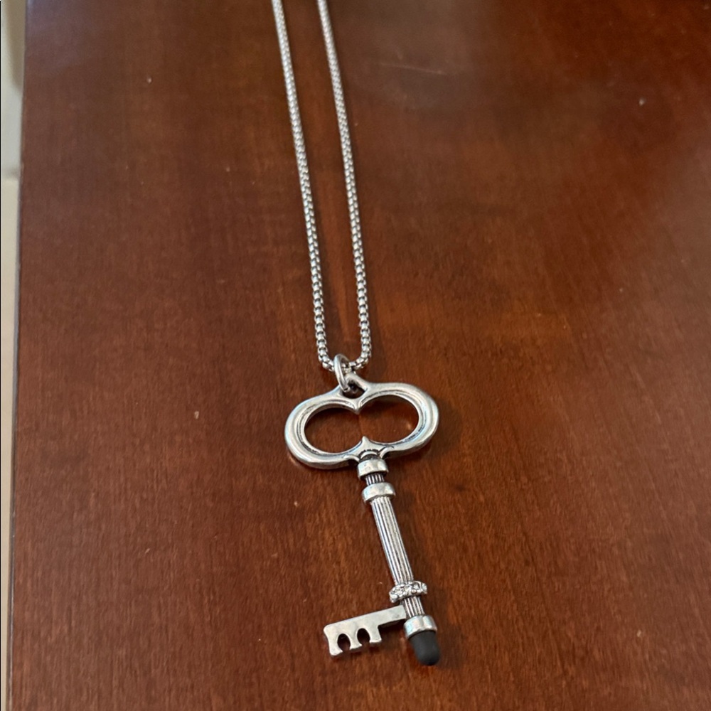 Chico’s Silver Key Pendant Necklace - Silver